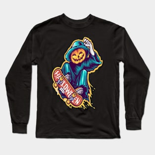 pumpkin skater design - Gifts halloween Long Sleeve T-Shirt